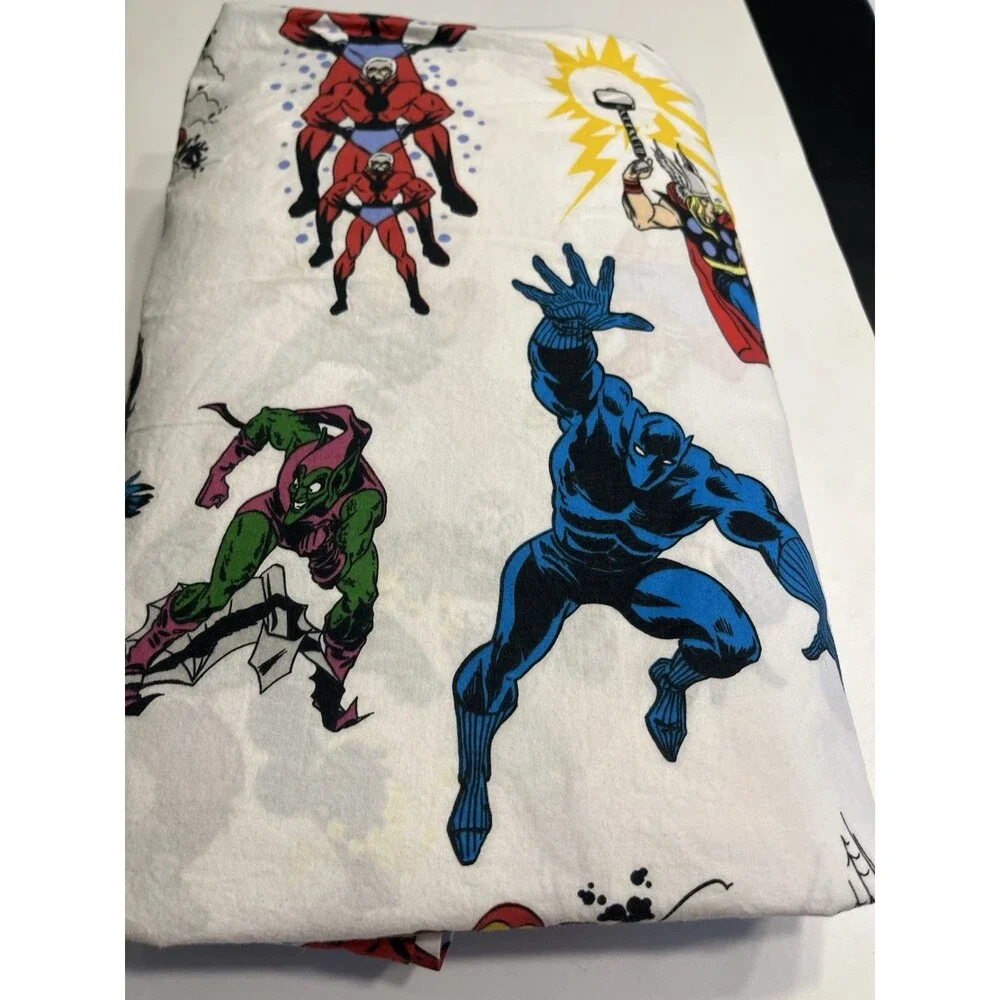 Pottery Barn Kids Marvel Avengers Flat Sheet Only 100% Cotton Queen Size
